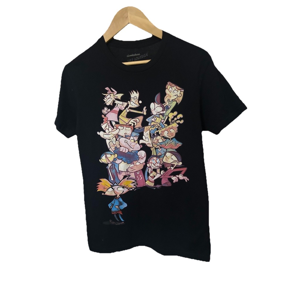 Hey Arnold! Rugrats Nickelodeon Men's Small Black Graphic Print T-Shirt
